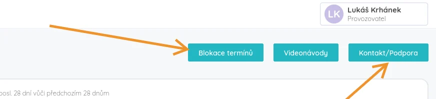 Kontakt a podpora v administraci