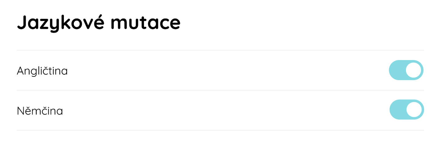 Přehled dostupných jazyků v administraci