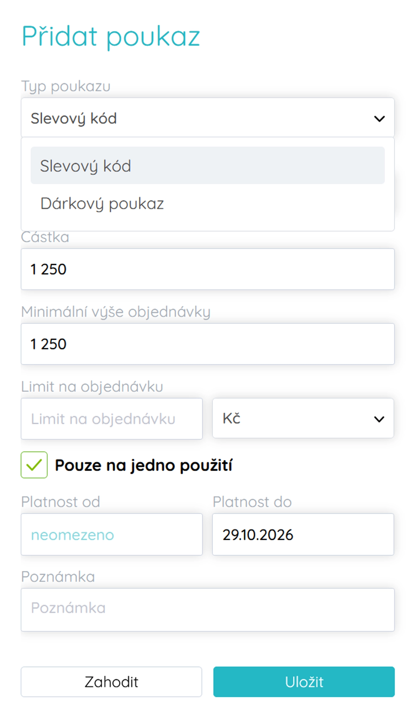 Přehled a správa poukazů