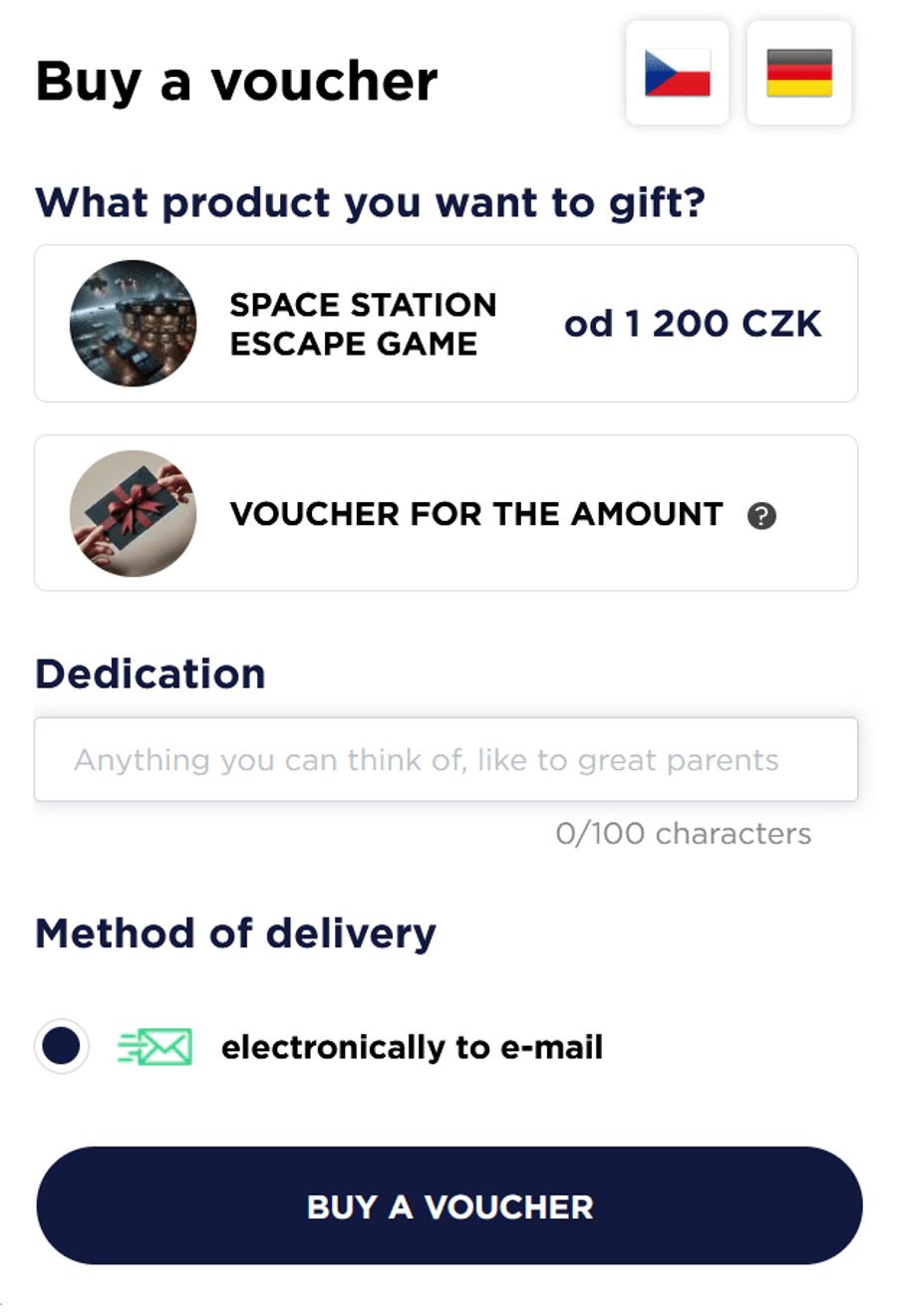 Vícejazyčný prodej dárkových poukazů