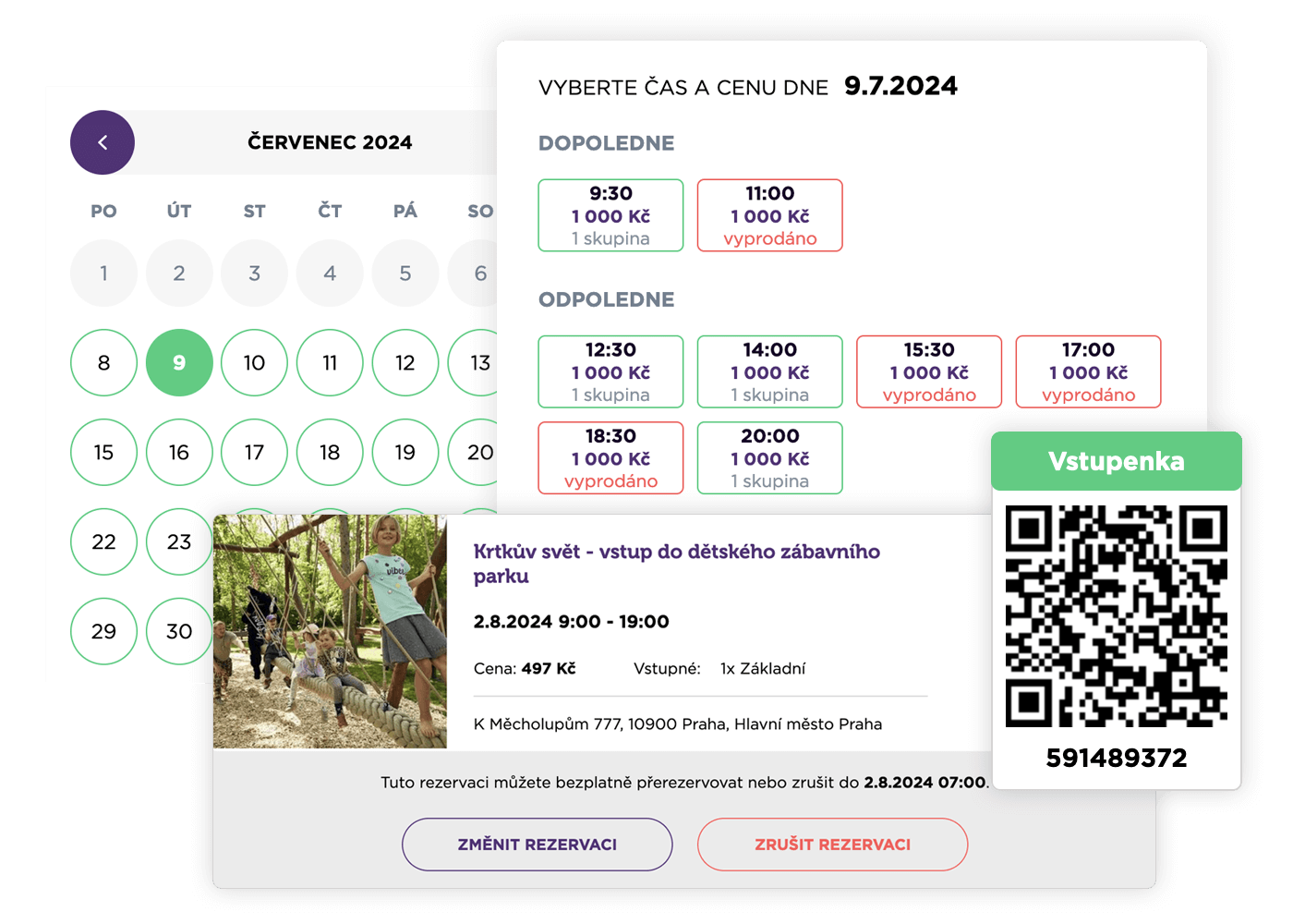 Online rezervace 24/7 - kalendář s dostupnými termíny a rezervační formulář