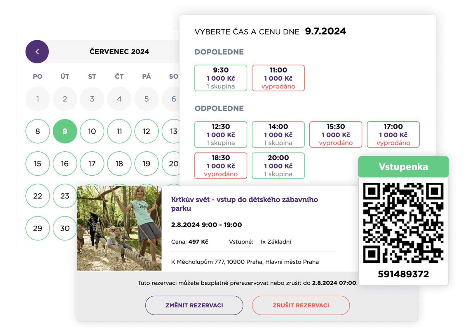 Rezervační widget s kalendářem