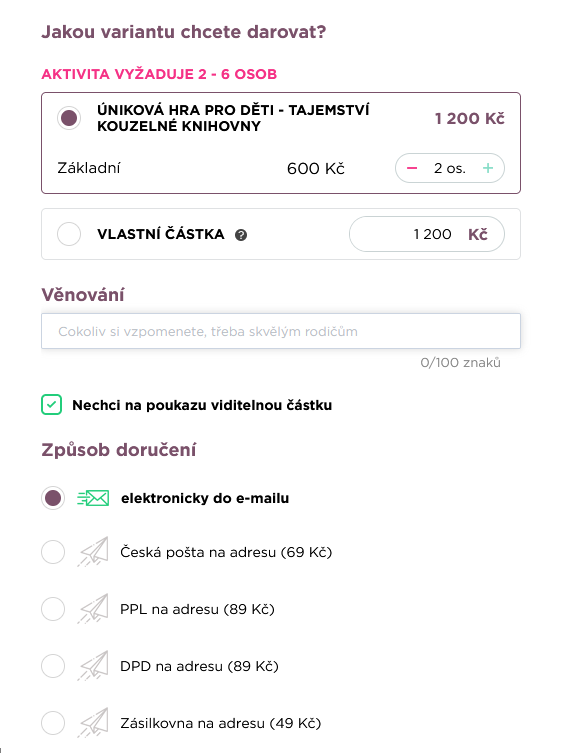 Nastavení fyzických poukazů
