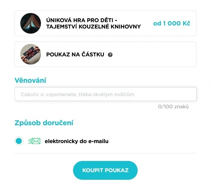 Dárkové poukazy v Booqito