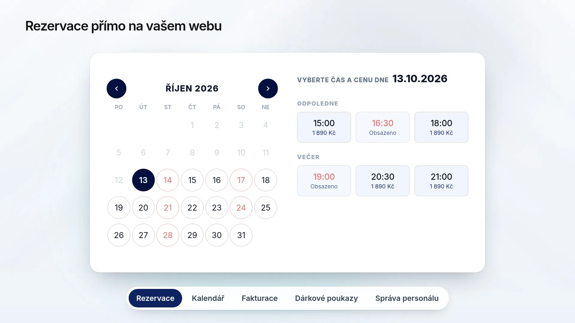 Booqito – rezervace, kalendář, fakturace, poukazy a směny